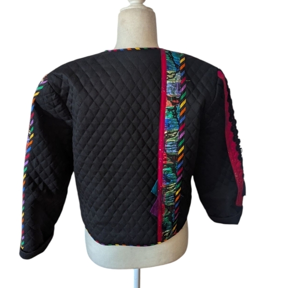 Marie Studer Vtg 90s Art To Wear Artsy Colorful Quilted Dopamine Jacket Sz L - Picture 3 of 13